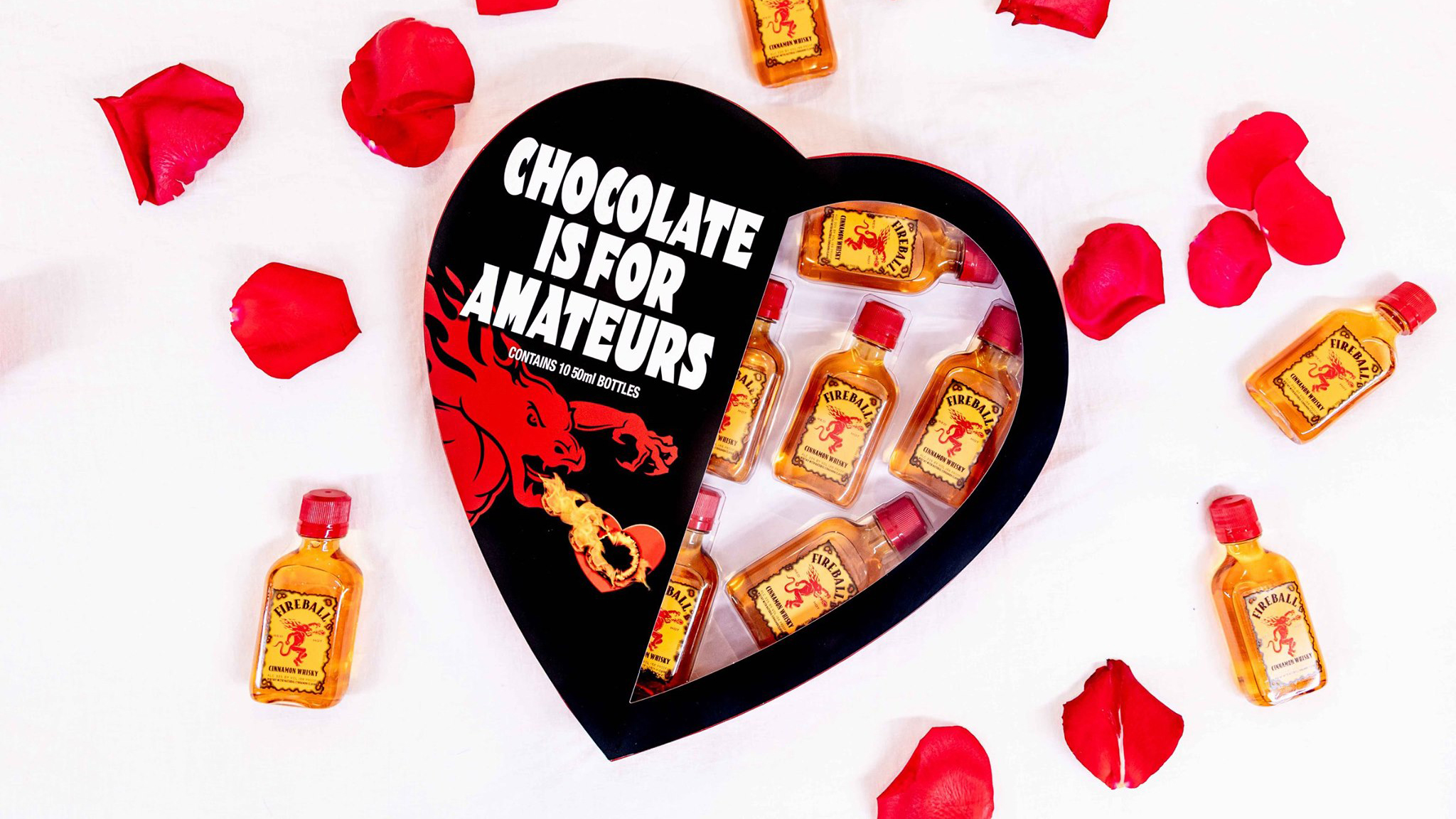 Fireball Unleashes “Chocolate Is For Amateurs” Heart-Shaped Valentine’s Day Boxes Filled With Whiskey Shooters
